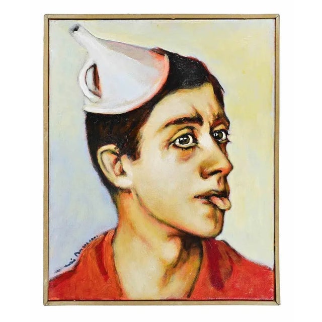 Oil on canvas realized by Luis Burgos in 2001. Hand signed and dated. Includes a contemporary wooden frame cm. 41x33. This...