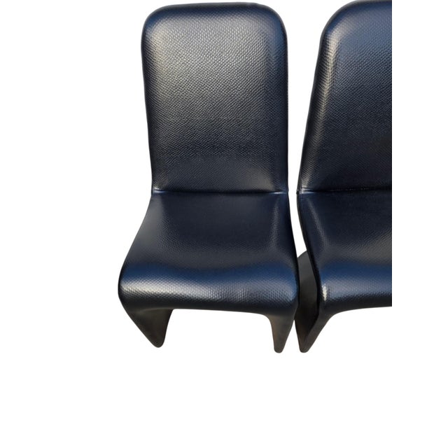 1970s Vintage Mid Century Faux Snakeskin Cantilever S Side Chairs Panton 1-2-3 Style For Sale - Image 5 of 16