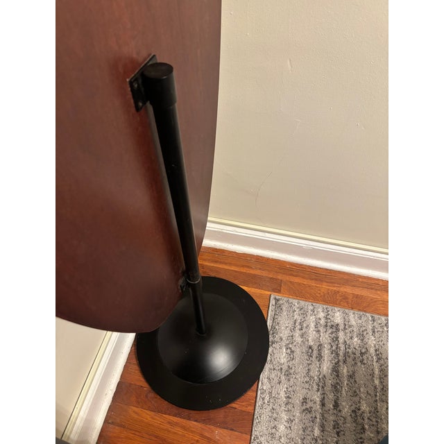 Sculptural Modernist Wood & Metal Pedestal Floor Mirror – 70” For Sale - Image 4 of 5