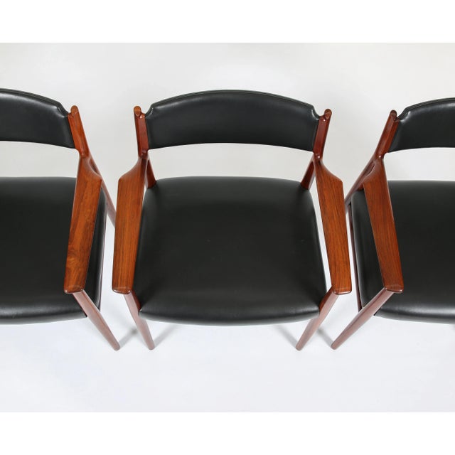 Mid-Century Modern 1960s Arne Vodder for Sibast Rosewood and Leather Armchairs - Set of 4 For Sale - Image 3 of 12