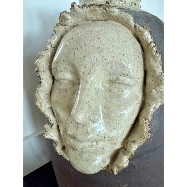 Mid Century Art Studio Sculptural Pottery Floor Vase Emerging Face Sculpture 1970s Celeste Simon For Sale - Image 11 of 12