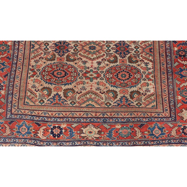 Antique Persian Sultanabad Rug With All Over Sub Geometric Design on Ivory Field 8'6" X11'8" For Sale - Image 9 of 11