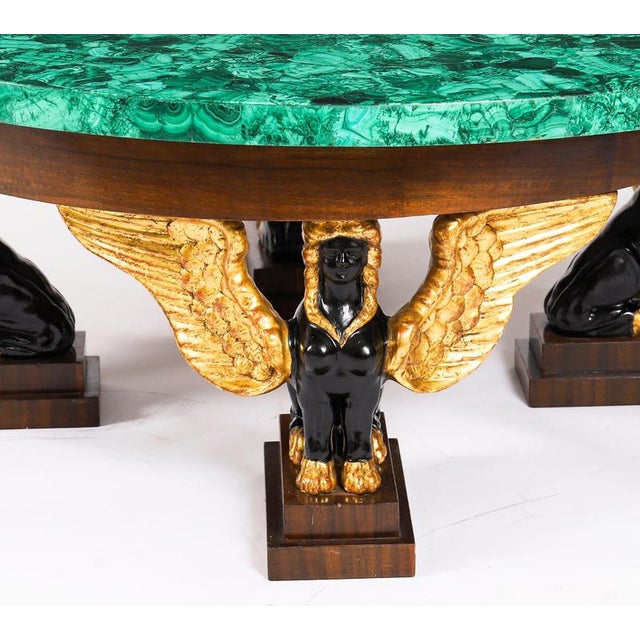 Antique Malachite and Walnut Patinated Ebonised Giltwood Coffee Table 20th C For Sale - Image 4 of 18