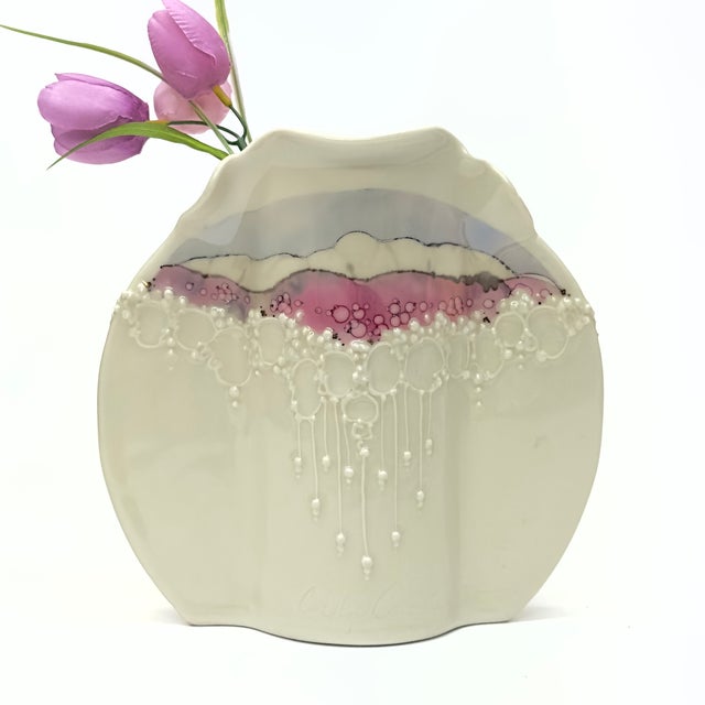 Contemporary Distinctive Slender Artisanal Pottery Vase by Carolyn Carroll, Signed For Sale - Image 3 of 13