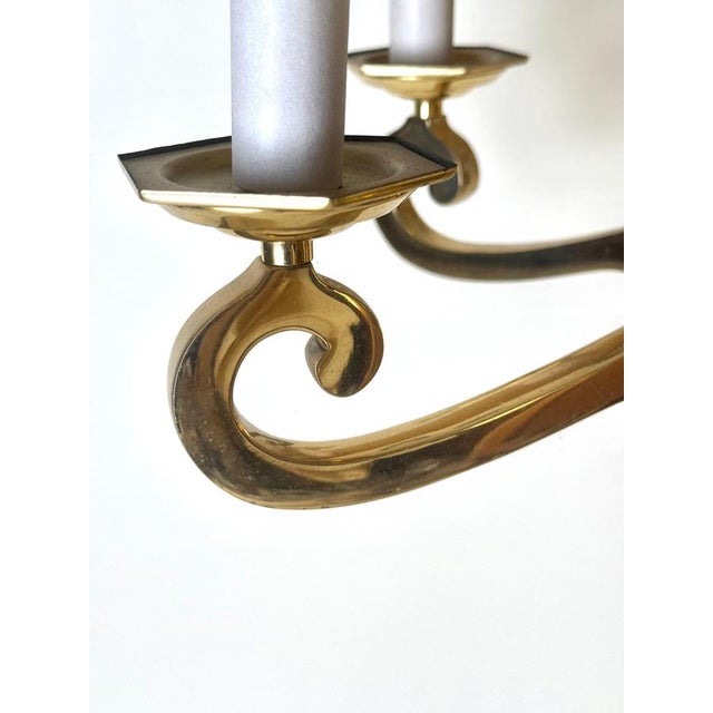 Metal Hollywood Regency Brass 6-Arm Chandelier by Leclaire & Schäfer, 1970s For Sale - Image 7 of 16