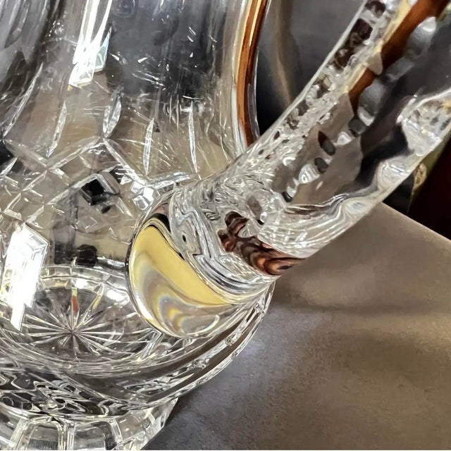 Vintage Cut Crystal Vase Vessel Pitcher, Hobstar & Starburst Pattern For Sale - Image 10 of 10