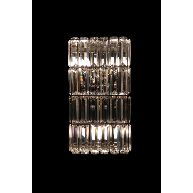 Mid-Century Modern Wide Geometric Crystal Wall Lamp by Bakalowits, 2010s For Sale - Image 3 of 3