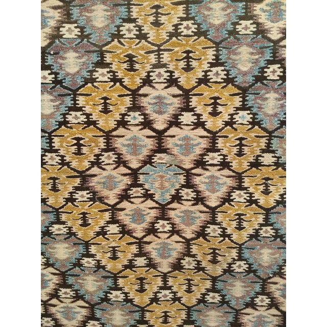 Vintage Persian Qazvin Tribal Kilim Runner, Handwoven Allover Paisley Pattern, Brown & Ivory, 4’ x 18’ For Sale - Image 14 of 17