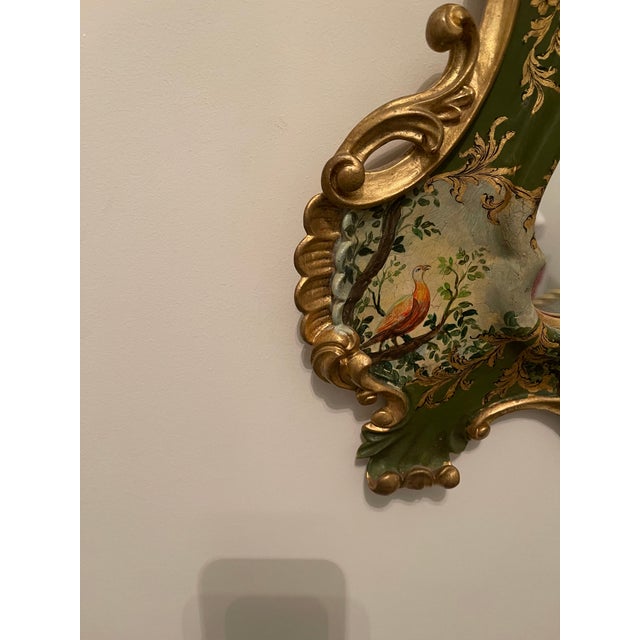 Gold Vintage Hand Painted Italian Venetian Mirror With Elaborate Gold Decoration For Sale - Image 8 of 11