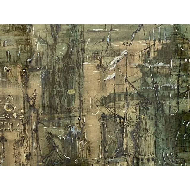 Abstract Expressionism Daniel Louradour "Carnival in Venice" Mixed Media C.1970 For Sale - Image 3 of 13