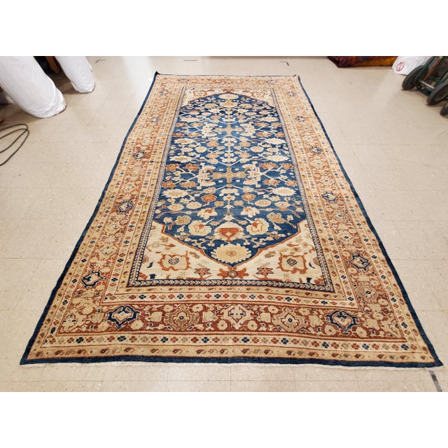 Antique Persian Sultanabad Handmade Oriental Light Blue & Terracotta Rug For Sale - Image 4 of 12