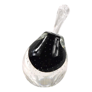 1980s Fire Island Black Bullicante Art Glass Perfume Bottle