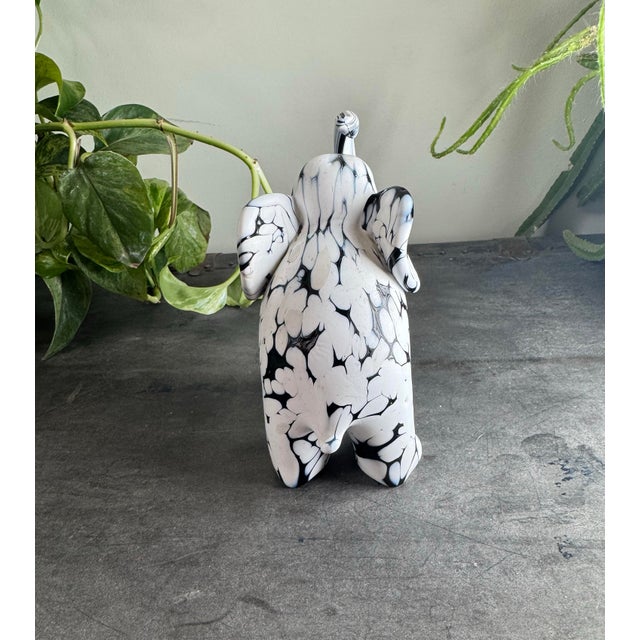 Glass Archimede Seguso "Bianco Nero" Murano Glass Large Elephant Sculpture, Vintage 1960s MCM (Attributed) For Sale - Image 7 of 12
