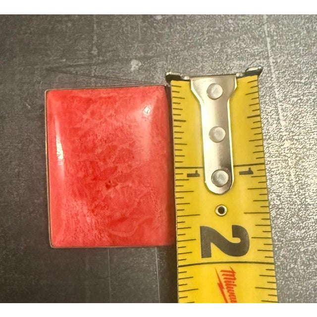 1960s Sterling Silver Red Sponge Coral Pendant Rectangle Modernist Classic 1.5x1.75in For Sale - Image 4 of 5