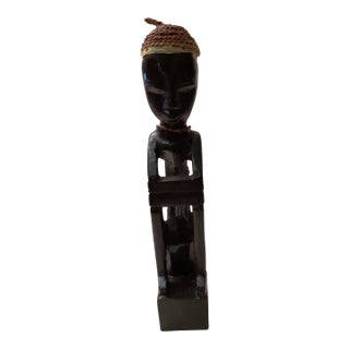 Vintage Hand Carved African Tribal Wooden Statue For Sale