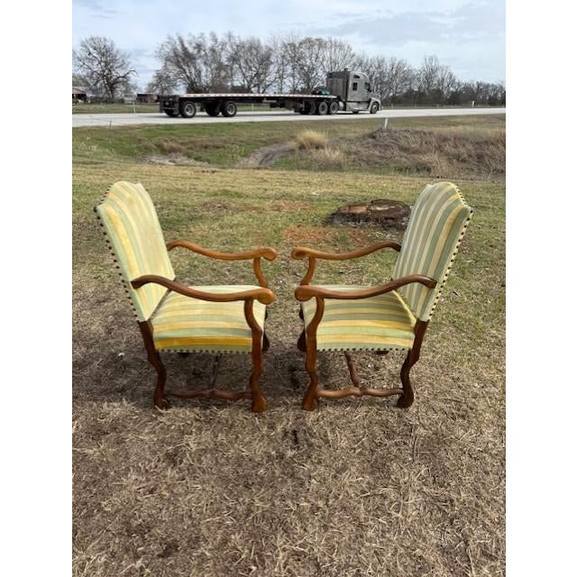 Wood Large 19th Century French Country Solid Walnut Bergère or Armchair- A Pair For Sale - Image 7 of 17