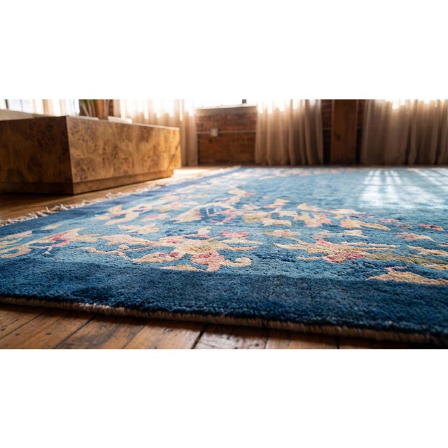 Blue Antique Chinese Peking Rug 9' 2" x 11' 6" For Sale - Image 8 of 9