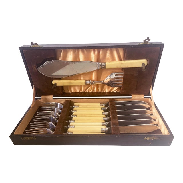 Epns Engraved Fish Flatware Set for 6 For Sale