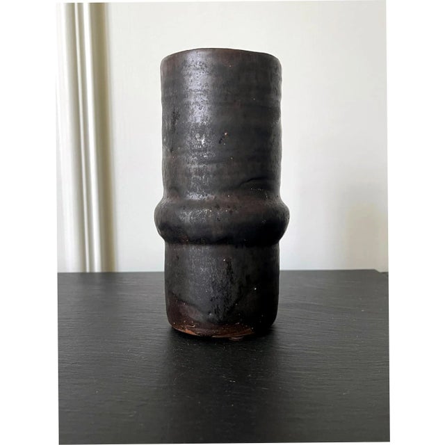 Late 20th Century Black Metallic Glaze Ceramic Geometric Vase by Beatrice Wood For Sale In Atlanta - Image 6 of 13