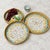 Set of Three Blue Triangle Pattern Rattan Mother-of-Pearl Inlaid Round Trays For Sale - Image 4 of 4