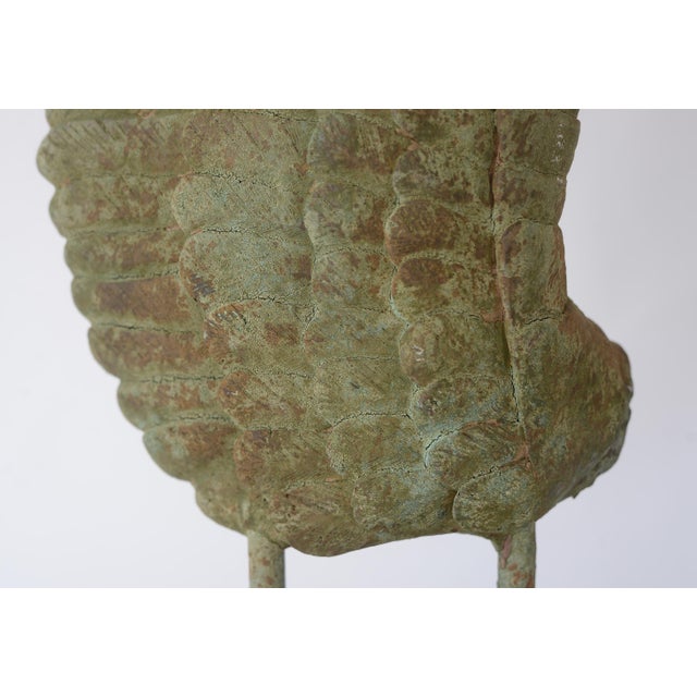 Large Rustic Verdigris Wing Sculptures on Stands - A Pair For Sale - Image 11 of 18