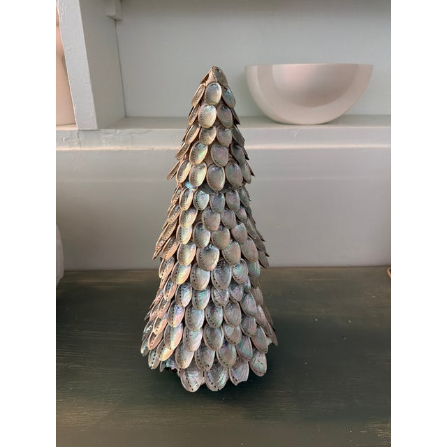 Shabby Chic Large Abalone Shell Decorative Tree Sculpture, 17” For Sale - Image 3 of 13