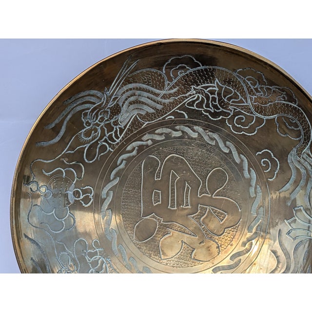 A Large Antique Chinese Hand-Made Brass Charger With "China" Mark (10 Inches) For Sale - Image 4 of 5