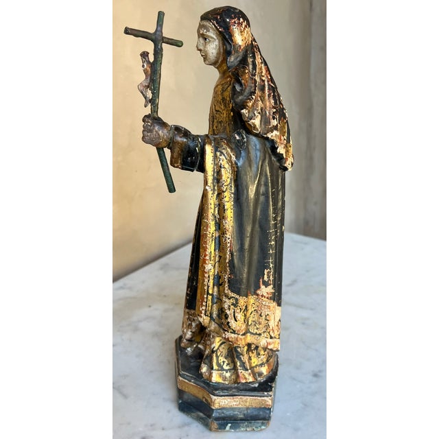 Baroque 18th Century Saint Rita Carving With Gilt Detail For Sale - Image 3 of 18