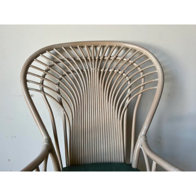 Palm Beach High Peacock Rattan and Leather Accent Chair For Sale - Image 4 of 13