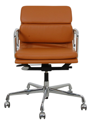 EA-217 Desk Chair in Cognac Nevada Anilin Leather by Charles and Ray Eames, 2000s
