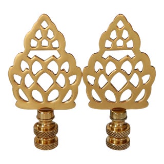 Brass Pineapple Lamp Finials - a Pair For Sale