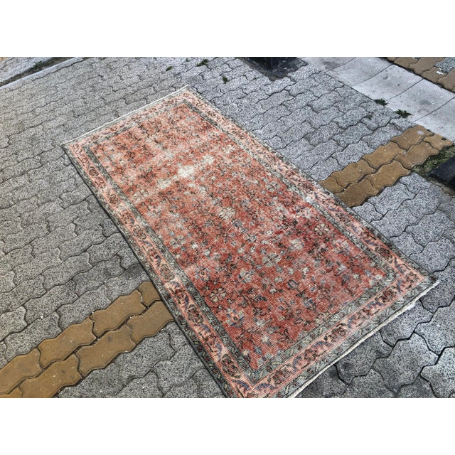 Traditional 1960s Vintage Orange Distressed Rug For Sale - Image 3 of 11