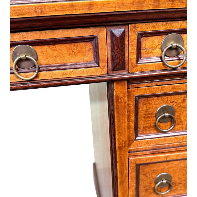 Brown Small English Birdseye Maple Pedestal Desk, 1840 For Sale - Image 8 of 14