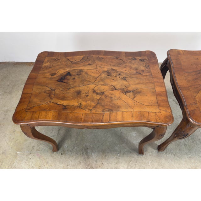 Wood Early 20th Century Italian Walnut / Olive Burl Wood Side Tables For Sale - Image 7 of 12