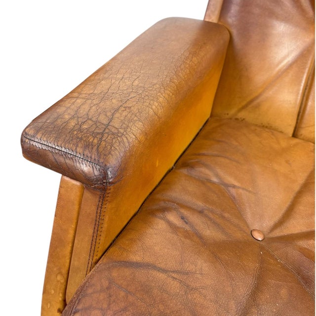 Vintage Cognac Leather Swivel Lounge Chairs from Eugen Schmidt, 1970s, Set of 2 For Sale - Image 14 of 18