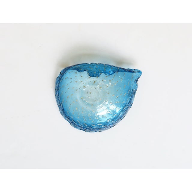 Italian Murano Blue Art Glass Bowl Scalloped Edge For Sale - Image 12 of 12