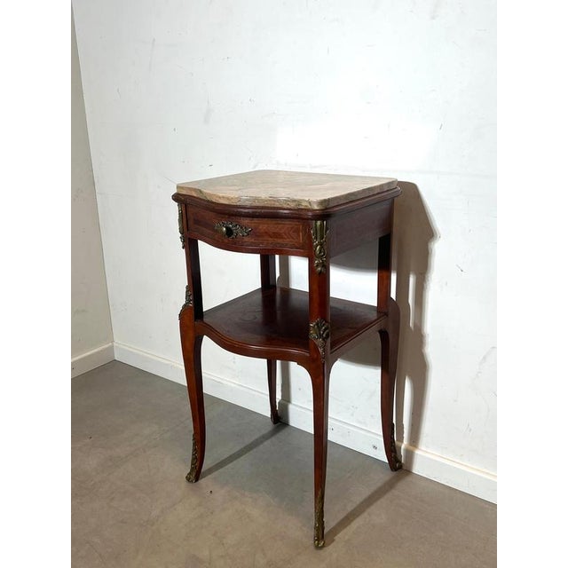 French Louis XV Style Side Table with Marble Top For Sale - Image 6 of 6