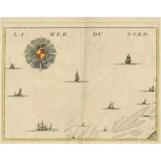 Antique Map of the North Sea and Dunkirk, 1712 For Sale - Image 6 of 6
