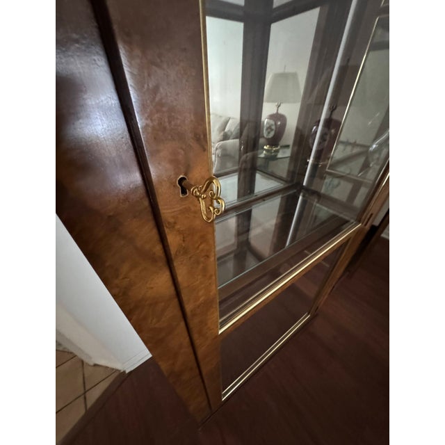 Late 20th Century Late 20th Century Baker Furniture Collector's Edition Lighted Curio Cabinets Set of 2 Glass Door For Sale - Image 5 of 11