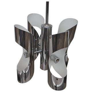 Vintage Italian Style Midcentury Chrome Chandelier For Sale