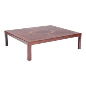 A Large Rosewood and Brass Inlaid Brazilian Coffee table.C 1975