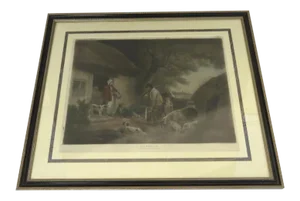 Early 19th Century "The Warrener" Engraving, Framed