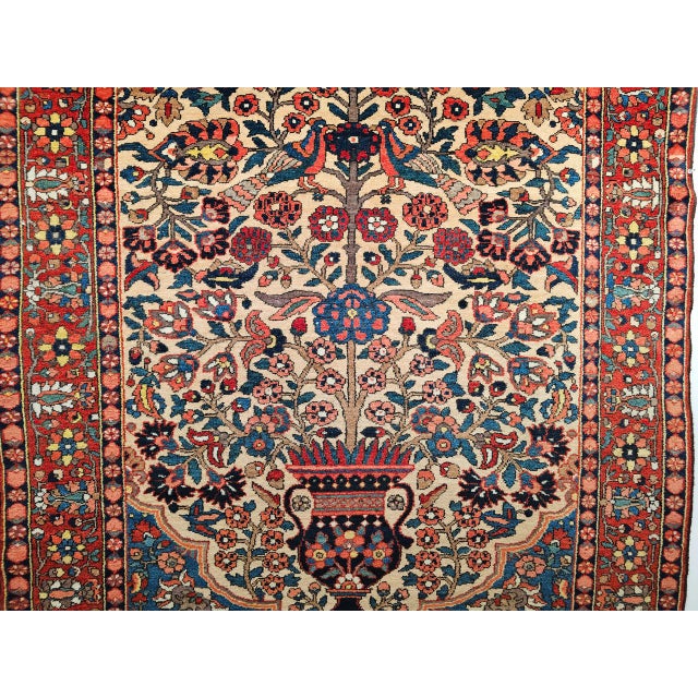 Antique Persian Bakhtiari Bibibaft Rug, Hand-Knotted Wool, The Tree of Life Pattern, Tan & Red, 5x7 For Sale - Image 15 of 18