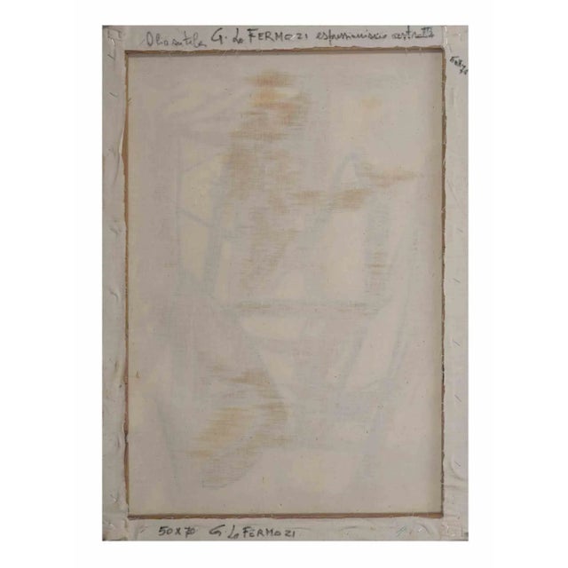 Contemporary Giorgio Lo Fermo, Orange Abstract Composition, Original Oil on Canvas, 2021 For Sale - Image 3 of 5