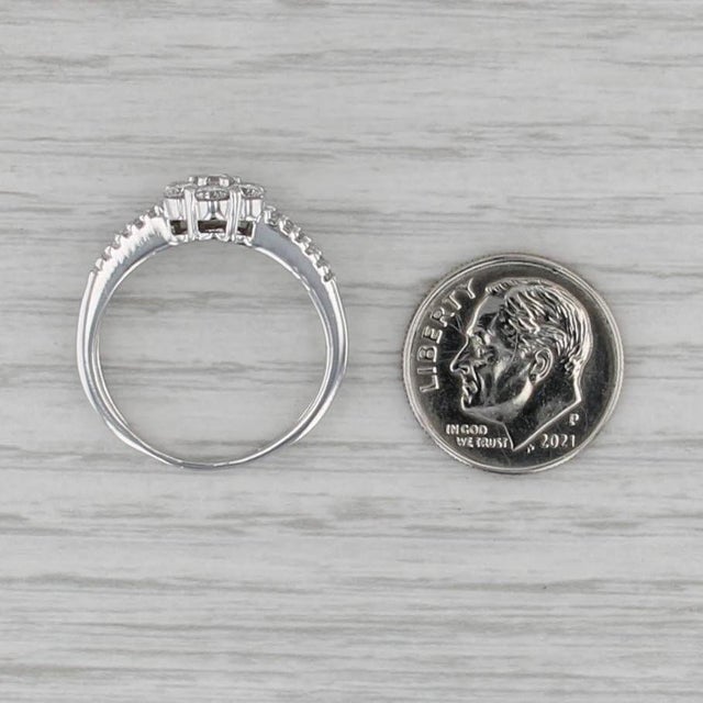 0.83ctw Diamond Flower Cluster Engagement Ring 14k White Gold Size 7.75 For Sale In Greensboro - Image 6 of 8