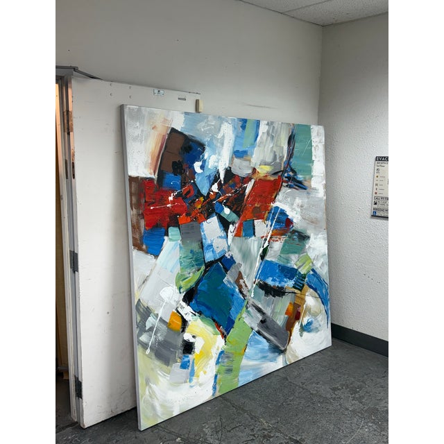 Abstract Expressionist Oil on Canvas Wall Art, Large For Sale - Image 4 of 14