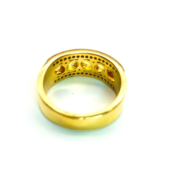 Bochic “Orient” Vintage Yellow Sapphire & Diamond Ring Set In 18K Gold & Silver For Sale - Image 16 of 17