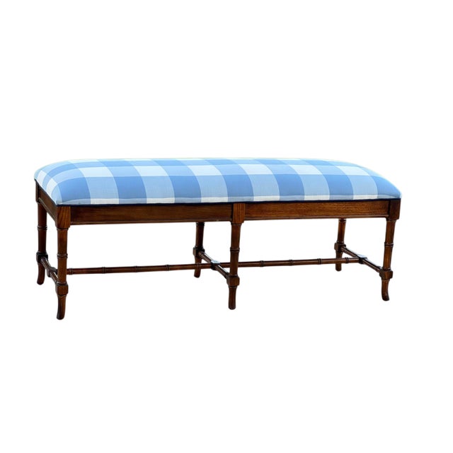 English Faux Bamboo Bench in Serena & Lily For Sale - Image 4 of 11
