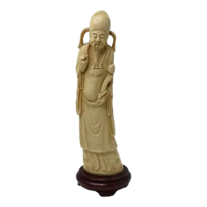 Late 19th Century Chinese Hand Carved Figure of the Immortal Scholar God Fu Lu Shou