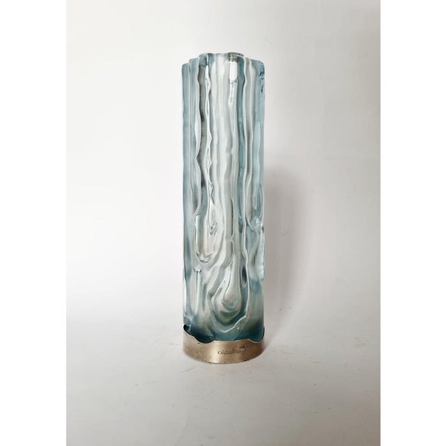 Art Deco Handmade Glass and Silver Vase by Claude Cully, 1920s, in Very Good conditions. Designed 1920 to 1949 This piece...